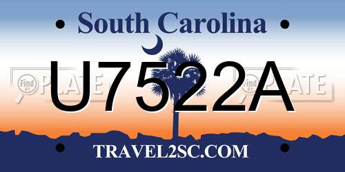 U7522A South Carolina License Plate