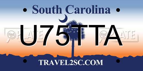 U75TTA South Carolina License Plate