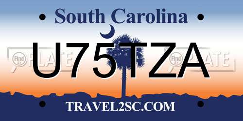 U75TZA South Carolina License Plate