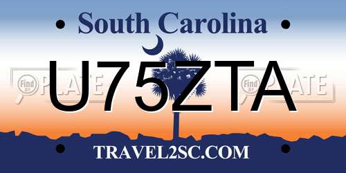 U75ZTA South Carolina License Plate