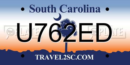 U762ED South Carolina License Plate