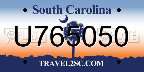 U765050 South Carolina License Plate
