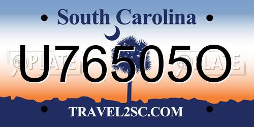 U76505O South Carolina License Plate