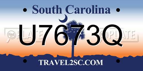 U7673Q South Carolina License Plate