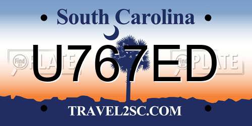 U767ED South Carolina License Plate