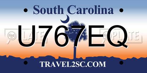 U767EQ South Carolina License Plate