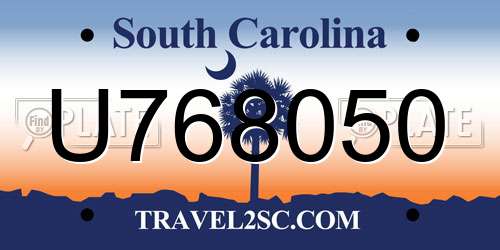 U768050 South Carolina License Plate