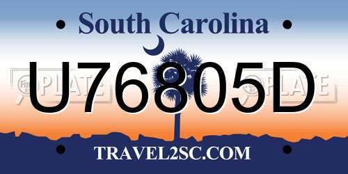 U76805D South Carolina License Plate