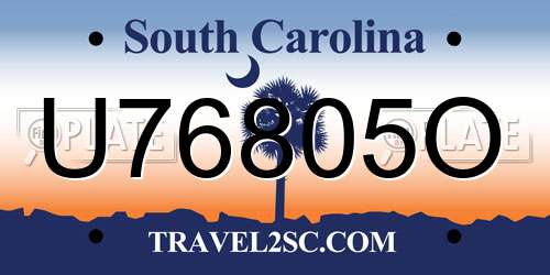 U76805O South Carolina License Plate