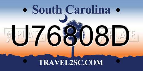 U76808D South Carolina License Plate