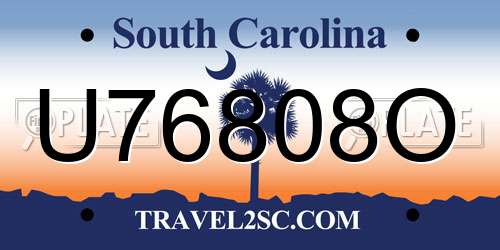 U76808O South Carolina License Plate