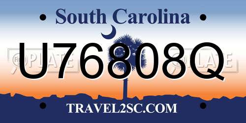 U76808Q South Carolina License Plate