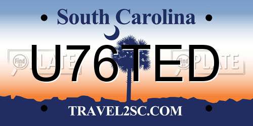 U76TED South Carolina License Plate