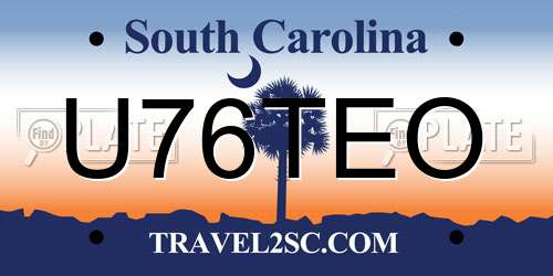 U76TEO South Carolina License Plate