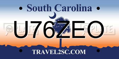 U76ZEO South Carolina License Plate