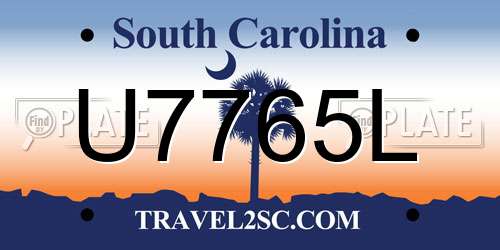 U7765L South Carolina License Plate