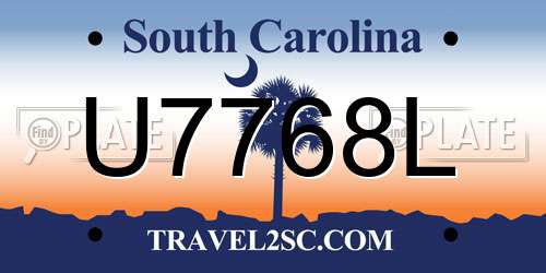 U7768L South Carolina License Plate