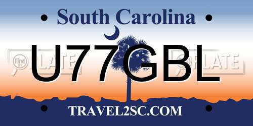 U77GBL South Carolina License Plate