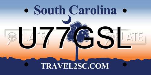 U77GSL South Carolina License Plate