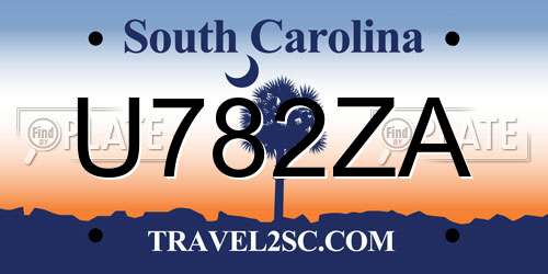 U782ZA South Carolina License Plate