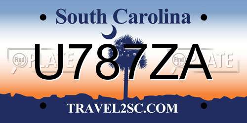 U787ZA South Carolina License Plate