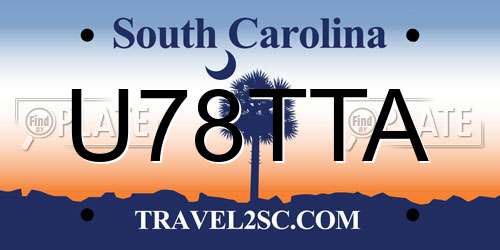 U78TTA South Carolina License Plate