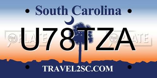 U78TZA South Carolina License Plate