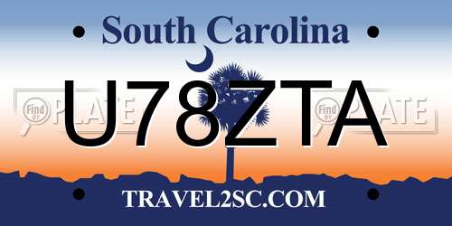 U78ZTA South Carolina License Plate