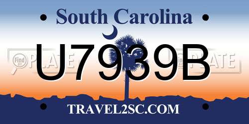 U7939B South Carolina License Plate