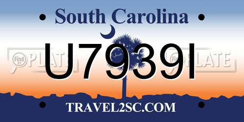 U7939I South Carolina License Plate