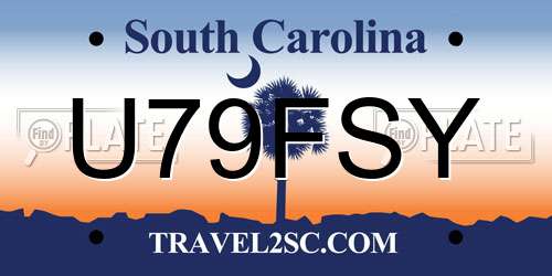 U79FSY South Carolina License Plate