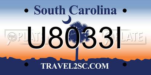 U8033I South Carolina License Plate