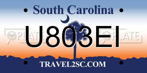 U803EI South Carolina License Plate