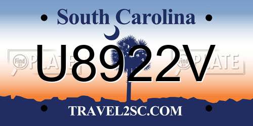 U8922V South Carolina License Plate