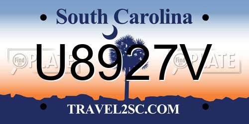 U8927V South Carolina License Plate