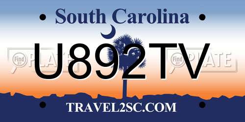 U892TV South Carolina License Plate