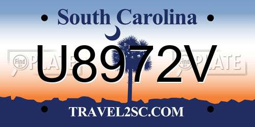 U8972V South Carolina License Plate