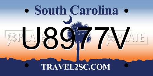 U8977V South Carolina License Plate