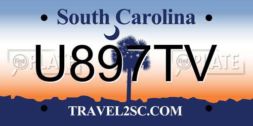 U897TV South Carolina License Plate