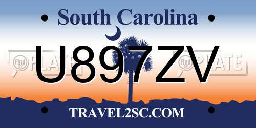U897ZV South Carolina License Plate