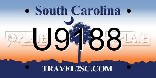 U9188 South Carolina License Plate
