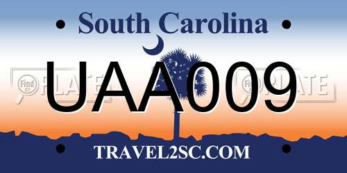 UAA009 South Carolina License Plate