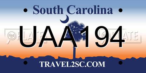 UAA194 South Carolina License Plate