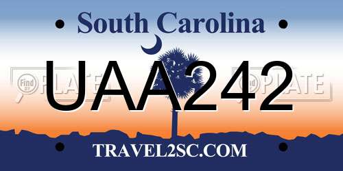 UAA242 South Carolina License Plate