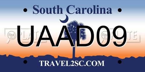 UAAD09 South Carolina License Plate