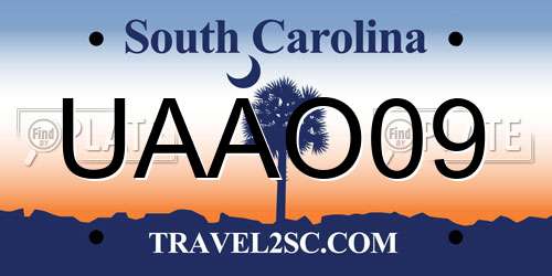 UAAO09 South Carolina License Plate