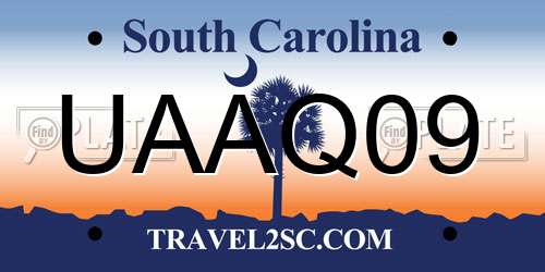 UAAQ09 South Carolina License Plate