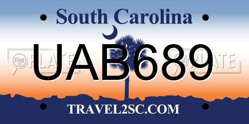 UAB689 South Carolina License Plate