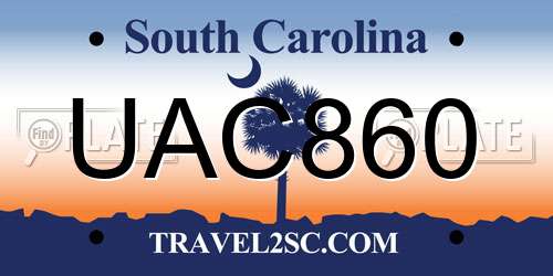 UAC860 South Carolina License Plate