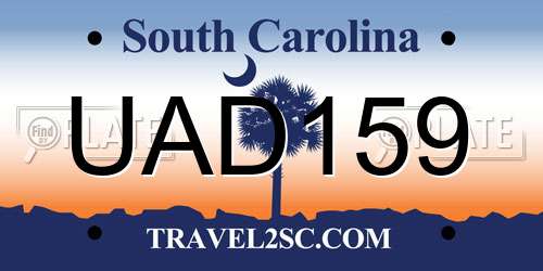 UAD159 South Carolina License Plate